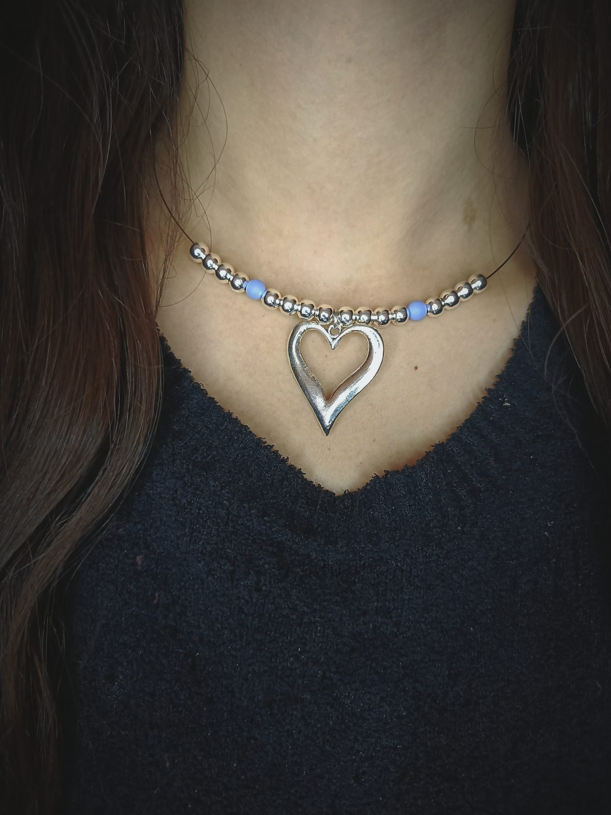 Choker corazón detalle en azúl 